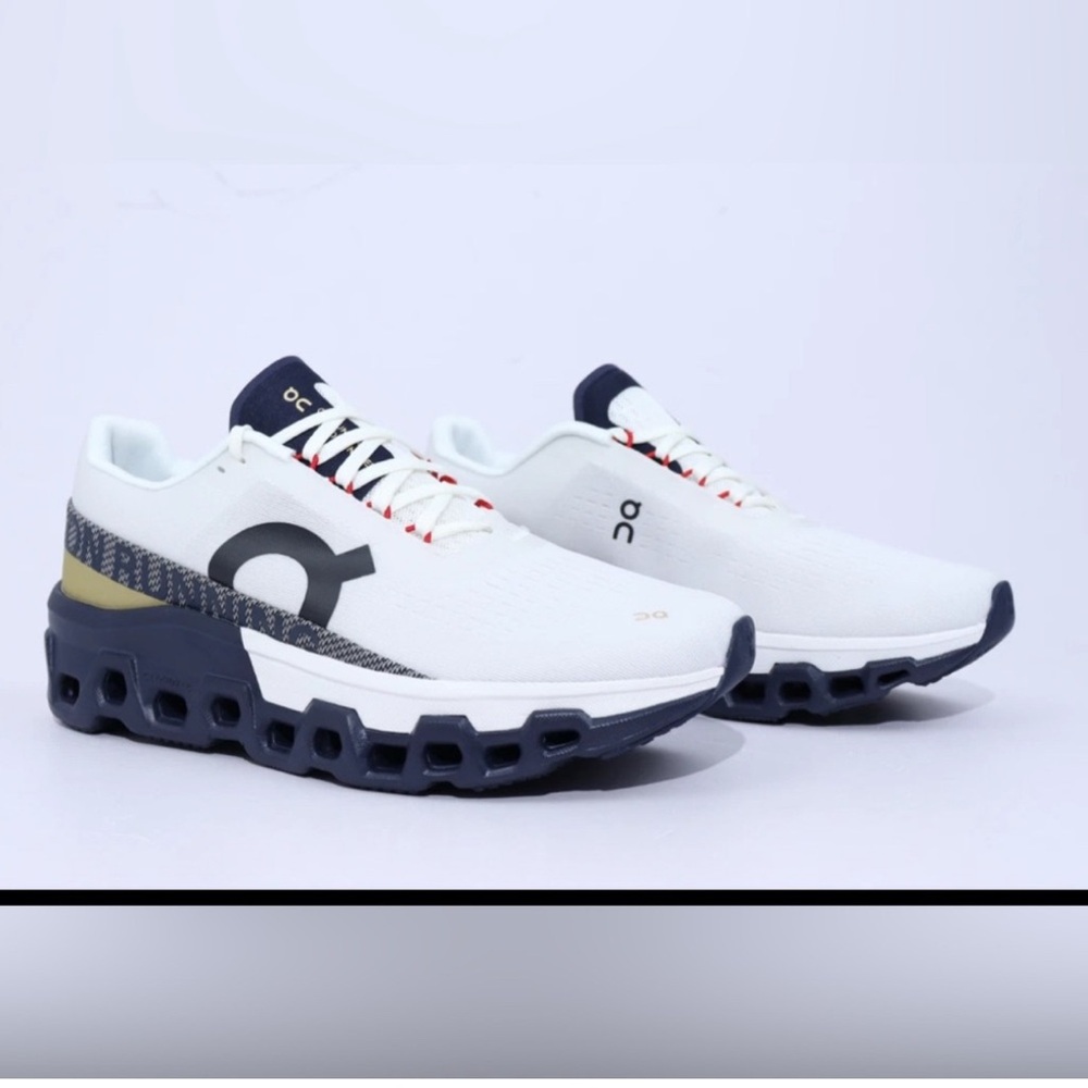 On Running Men's White and Navy Athletic Shoes